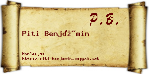 Piti Benjámin névjegykártya